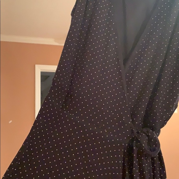 Loft Black Polka Dot Wrap Dress - Picture 3 of 5